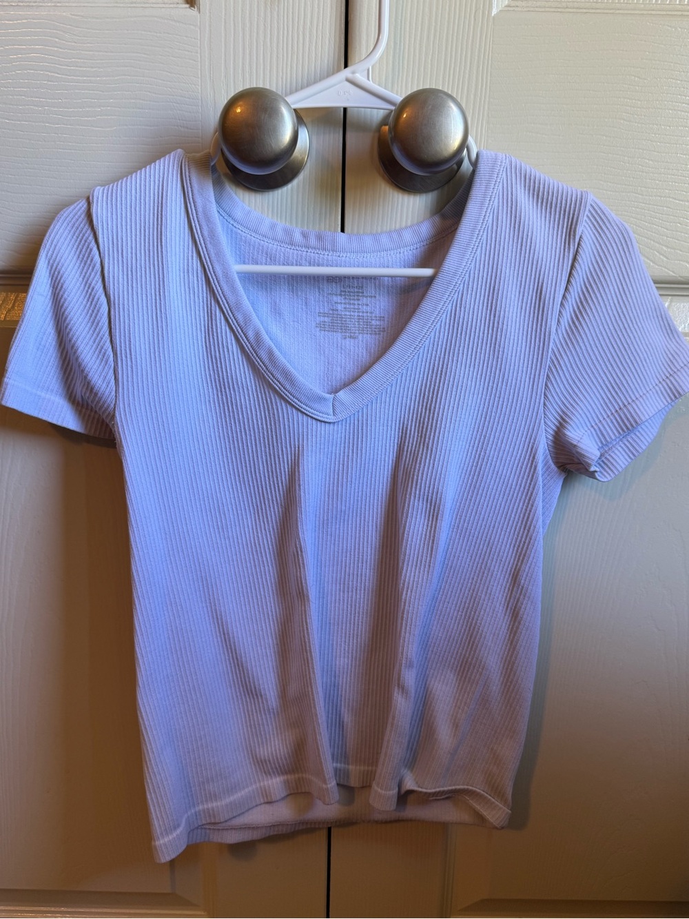No Boundaries Ribbed V-Neck Tee in white